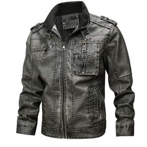 Veste de moto en cuir pour homme de haute qualité avec col montant et poches zippées, vêtement extérieur en PU imitation mode - Product Image 5