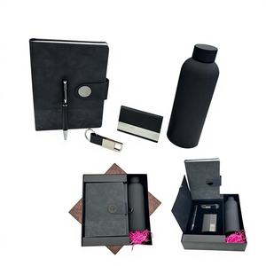 A5 Notebook Ballpoint Pen Hot/Cold Water Bottle Card Holder Keychain Promotional <b>Gifts</b> <b>Set</b> Custom Logo Metal Leather Best - Product Image 1