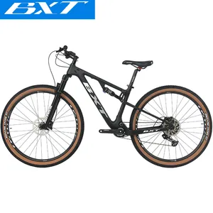 Bicicleta de montaña de 29 pulgadas con suspensión completa de fibra de carbono, bicicleta de montaña de 11 velocidades, freno de disco doble, suspensión completa XC