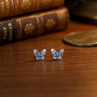 Pendientes de Plata de Ley ED97-925 con Forma de Mariposa, Delicados y Elegantes, Joyería de Alta Gama