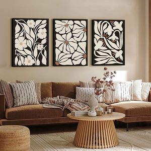 Incorniciato nero Boho tela <span class=keywords><strong>da</strong></span> <span class=keywords><strong>parete</strong></span> arte alla moda <span class=keywords><strong>Vintage</strong></span> <span class=keywords><strong>stampe</strong></span> floreali astratto fiore botanico decorazione floreale neutro dipinti floreali - Product Image 2
