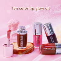Huile à lèvres volumisante vegan longue durée à label privé, huile à lèvres volumisante hydratante à la cerise, huile à lèvres brillante avec un grand pinceau