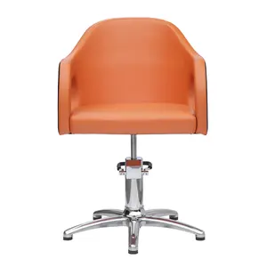 5 Star Base Salon Chair Orange Hairdressing Beauty Ladies Salon Cutting Chairs For Women