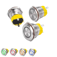 16/19/22/25mm anneau LED en acier inoxydable illuminé bouton poussoir en métal 12V étanche momentané auto-réinitialisation 3A symbole de puissance