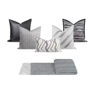 Высококлассная итальянская светлая Роскошная черно-белая серая подушка для дивана, подушка для гостиной, домашняя подушка, квадратная подушка