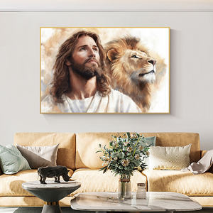 Dipinto Fai-da-Te con Numeri, Opera d'Arte Gesù e il Leone in Stile Moderno, Adatto per Adulti, Decorazione Murale Dipinta a Mano - Product Image 2