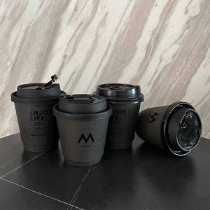 <b>Disposable</b> Black 8oz 12oz 16oz 20oz 24oz Coffee <b>Cups</b> Double Wall <b>Cup</b> Custom logo Compostable Takeway - Product Image 1
