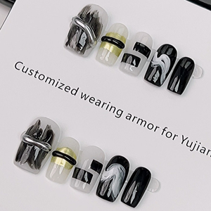 <span class=keywords><strong>Faux</strong></span> <span class=keywords><strong>ongles</strong></span> à presser Y2K Heavy Industry Square Stiletto Coffin Punk Metal DIY faits main, <span class=keywords><strong>manucure</strong></span> artificielle, prêts à poser - Product Image 1