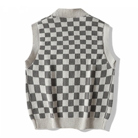 Summer Black Sweater Vest Knitwear Jacquard Squares Pattern Knitted Vest Custom