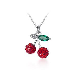 Collar de Plata 925 con Diseño de Cereza Fresca y Dulce, Estilo <span class=keywords><strong>Bosque</strong></span> Moderno, con Incrustaciones de Circonita y Baño de Oro - Product Image 5