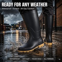 Bottes de pluie en PVC résistant aux produits chimiques, entièrement imperméables, robustes, antidérapantes, avec embout renforcé, pour travaux en usine chimique et dans les mines