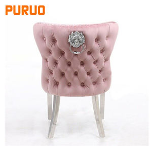 Ensemble <span class=keywords><strong>de</strong></span> <span class=keywords><strong>4</strong></span> <span class=keywords><strong>chaises</strong></span> <span class=keywords><strong>de</strong></span> salle à manger Puruo modernes en bois blanc et similicuir, dossier haut capitonné, pieds dorés, sans accoudoirs, style vintage, meubles pour la maison - Product Image 3