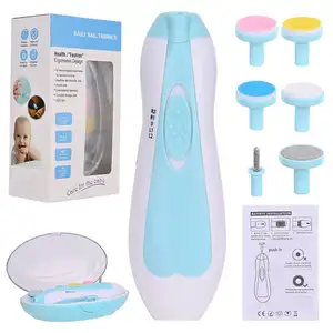 Portable sécurité vitesse réglable multifonction 6 en 1 électrique bébé bébé coupe-ongles ensemble avec étui pour nouveau-né