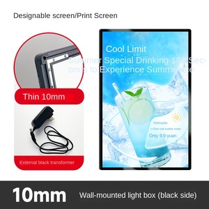 Siêu mỏng quảng cáo <span class=keywords><strong>LED</strong></span> biển quảng cáo treo tường kính cường lực sạc thanh ánh sáng Hộp biển hiệu nhôm chiếu sáng hộp hiển thị - Product Image 6