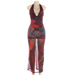 PEEQI K25D88794 Nouvelle Collection Printemps 2026 Robe Longue <span class=keywords><strong>Femme</strong></span> <span class=keywords><strong>Style</strong></span> Urbain Tendance Col V Sans Manches Sans Col Dos Nu - Product Image 5