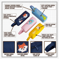 Étui à crayons en tissu Oxford double couche grande capacité étui à crayons étudiant Portable Double fermeture éclair sac à crayons papeterie