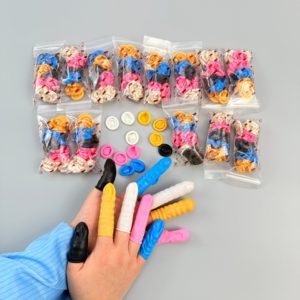 Poederloze geelroze antislip latex vingerhoesjes met laag chloorgehalte, antistatisch en ESD - Product Image 4