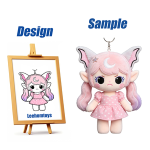 Llavero de Peluche Personalizado Leehom, Kawaii Rosa, para Muñeca de Algodón, Vestido con Estampado de Lunas y Estrellas, Logotipo Personalizado, Peluche - Product Image 1