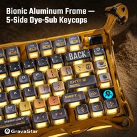 Clavier mécanique GravaStar Mercury Pro jaune, effet usé, 75 %, corps en aluminium bionique artisanal, clavier de jeu