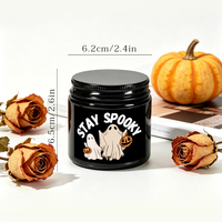 Bougies parfumées en cire de soja foncée C24P Halloween 2026, en boîtes noires élégantes, avec motifs amusants pour Halloween, idéales pour les cadeaux et la décoration intérieure