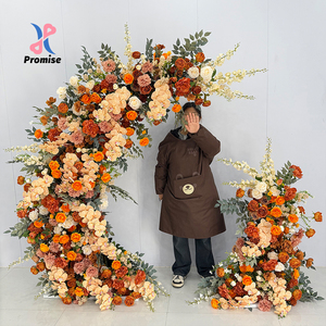 Modern Orange White Silk Faux Wedding Arch for Wedding Mother's Day Christmas Floral <b>Decor</b> - Product Image 1
