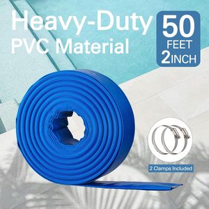 Tuyau <span class=keywords><strong>de</strong></span> lavage à contre-courant pour piscine en PVC <span class=keywords><strong>de</strong></span> 2 po x 50 pi, robuste, plat, durable, résistant aux éclats, pour pompe <span class=keywords><strong>de</strong></span> filtration <span class=keywords><strong>de</strong></span> piscine et pompe <span class=keywords><strong>de</strong></span> vidange, 2 colliers <span class=keywords><strong>de</strong></span> serrage - Product Image 4