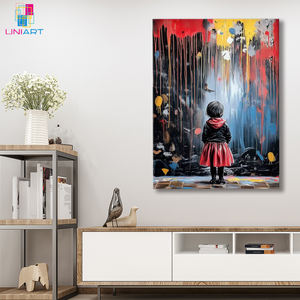 UNIART unico Poster di arte della tela della bambina e stampa di immagini di arte della parete Poster di decorazione moderna camera da letto Graffiti Banksy Street Art - Product Image 2