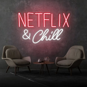 Enseigne néon personnalisée <span class=keywords><strong>NETFLIX</strong></span> & CHILL, lumière LED étanche pour entreprise, mariage, fête, décoration intérieure pour vendeurs Etsy - Product Image 1