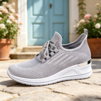 Chaussures de marche décontractées pour femmes, respirantes, style sport, avec talons compensés pour la marche lente, design personnalisé