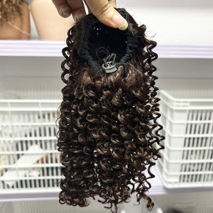 Bán buôn afro kinky xoăn đuôi ngựa ngắn bọc dây rút Pony đuôi Claw <span class=keywords><strong>clip</strong></span> trong sợi tóc tổng hợp phần mở rộng tóc - Product Image 5