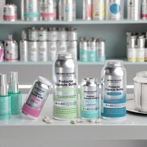 Aluminum Bottle with Ring-Pull for Supplement Capsule <b>Pill</b> Food Grade Material Metal <b>Container</b> Tablets Packaging - Product Image 2