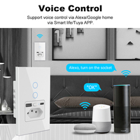 Interrupteur mural intelligent WiFi 16A Brésil + Prise Brésil avec USB Type C, contrôle tactile, compatible avec Smart Life, Alexa, Google Home
