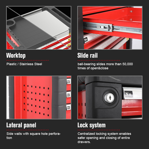 Gabinete de Ferramentas KINBOX com 232 Peças 7 Gavetas e Carrinho Conjunto de Ferramentas Manuais para Mecânico em Metal - Product Image 6