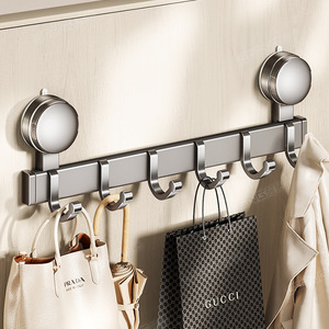 Suction Cup Hook Storage Rack Wall Mounted Heavy Duty With Hooks For Clothes Organizer Behind Door Rectangle Shape - Product Image 2