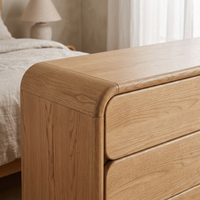 Nouvelle commode en chêne à six tiroirs, style chinois mi-siècle, écologique et durable, avec cadre en bois massif, pour chambre à coucher et rangement de salon