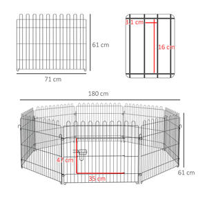 PawHut Steel Pet Cage Playpen? 180x61cm Noir - Product Image 3