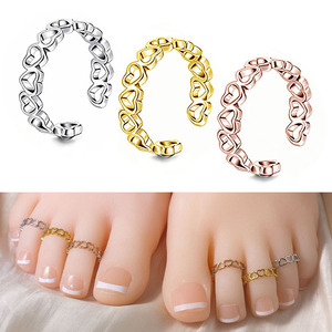 TS003 Waterproof <strong>Gold</strong> Plated 316L Stainless Steel Heart Shaped Adjustable <strong>Toe</strong> <strong>Ring</strong> Summer Foot Beach Jewelry Midi <strong>Ring</strong> - Product Image 2