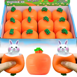 DAMAI <b>Easter</b> Carrot Rabbit Rubber Durable Squeeze and Stretch <b>Ornament</b> Creative Stress-Relief Outdoor Party Dots Gift for Kids - Product Image 1