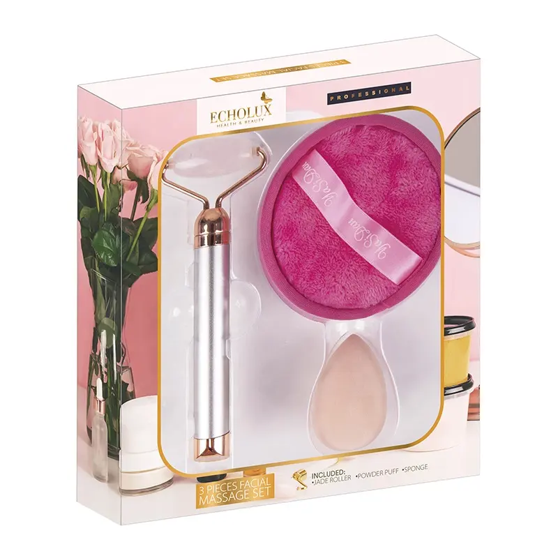 Rouleau de massage Facial en Jade, rouleau vibrant à 100% naturel, en Jade Double Quartz Rose, pour le visage