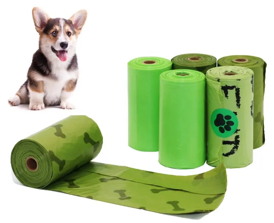 100% Plastik Kemasan Limbah Sampah Ramah Lingkungan Alami Alami Alami Kantong Kotoran Anjing Hewan Peliharaan dengan Dispenser Mudah Dibawa