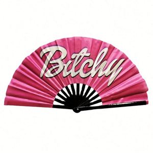 Éventail pliant en satin de polyester et bambou de 33 cm avec impression de logo personnalisé, décoration peinte, éventail arc-en-ciel pour la fierté gay - Product Image 2
