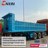 Fabricant vend semi-remorque benne basculante arrière automatique en acier, 60 tonnes, 3 ou 4 essieux, pour gravier, 25, 30, 40, 45, 50 mètres cubes