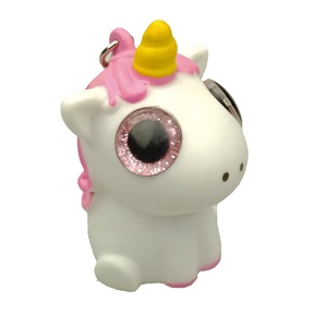 3D unicornio Popeyed Llaveros de goma de plástico Ojos suaves Popping unicornio Pvc Llaveros - Product Image 4