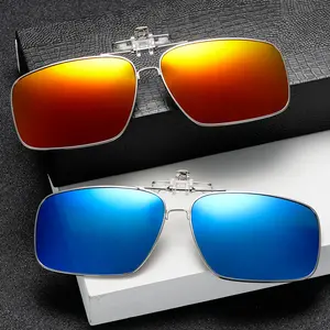 Clip On Sunglasses Mirrored Clip-On Flip Up Polarized Lens For Prescription Glasses