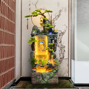 Fuente de agua interior Quanfangyuan con luz LED y diseño de árbol de pino para decoración de sala de estar u oficina, 110-220V - Product Image 2