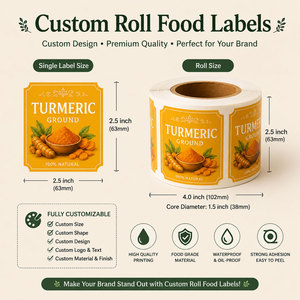 Rouleau d'étiquettes autocollantes pour pots à épices, personnalisées pour marque commerciale, imprimées, à forte adhérence, pour pots de <span class=keywords><strong>confiture</strong></span>, sauce, miel, contenants alimentaires, emballages alimentaires - Product Image 5