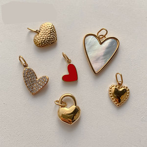 Dijes de Corazones de Lujo en Acero Inoxidable 316L con Baño de Oro PVD de 14k/18k, Resistentes al Agua, para Fabricación de Joyería, Pulseras y Collares - Product Image 1