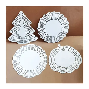 10 Inch Circle Sublimation White Metal Blank Garden Wind Spinners Double Sided Aluminum Blank Sublimation Wind Spinner