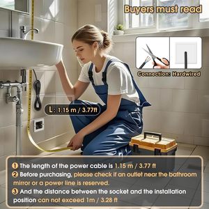Miroir de salle de bain rectangulaire intelligent à LED en verre 45x60cm, rétroéclairé, <span class=keywords><strong>3</strong></span> couleurs d'éclairage, interrupteur tactile, mural, à intensité variable, IP54 pour la douche - Product Image 5