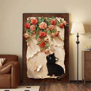 Quadro Vintage Stile Medievale con Gatto e Rosa, <span class=keywords><strong>Grande</strong></span> Dipinto su <span class=keywords><strong>Tela</strong></span>, Poster di Lusso <span class=keywords><strong>per</strong></span> Arredamento Casa, Sfondo Divano e Ingresso - Product Image 1